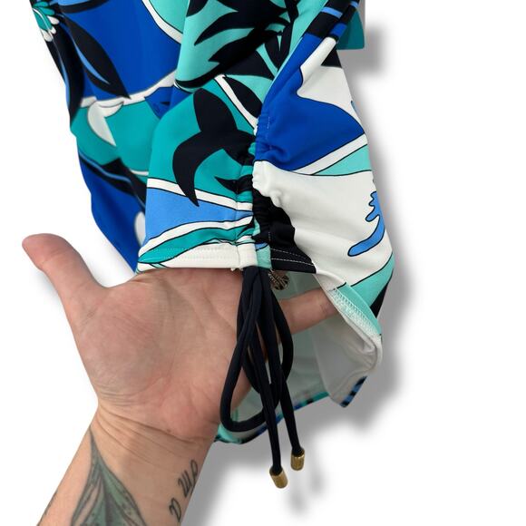 NEW Coco Reef Blue White Floral One Piece Swimsuit Size 14 Bra Size 38C NWT - Picture 6 of 11